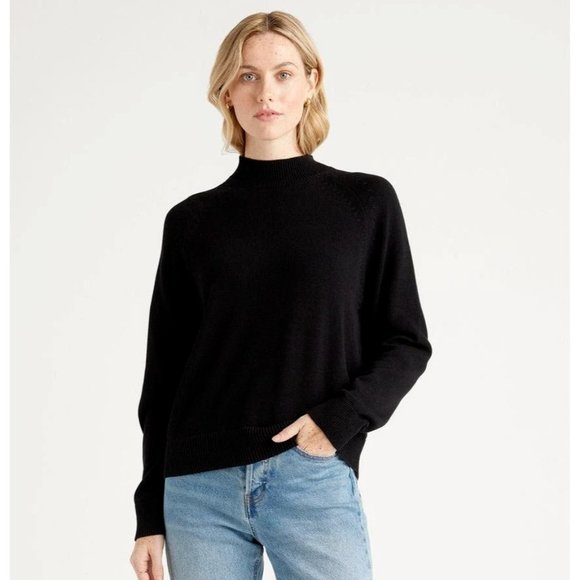 Quince Sweaters - Quince Women’s Black Mock Neck Sweater 100% Organic Cotton sz S NWT